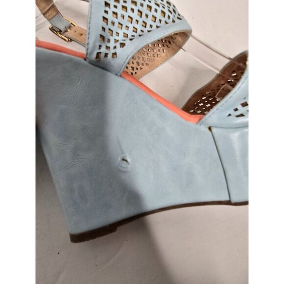 Pastel Blue Platform Wedge Cut Out Sandals size 7 - Picture 12 of 16